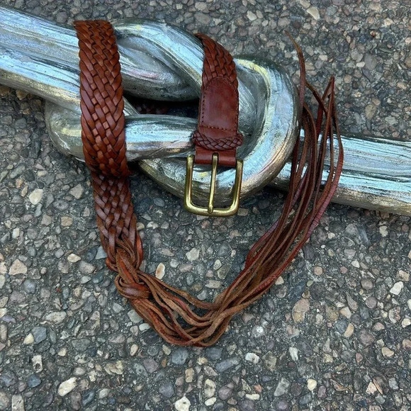 Ralph Lauren Brown Leather Woven Belt As Found